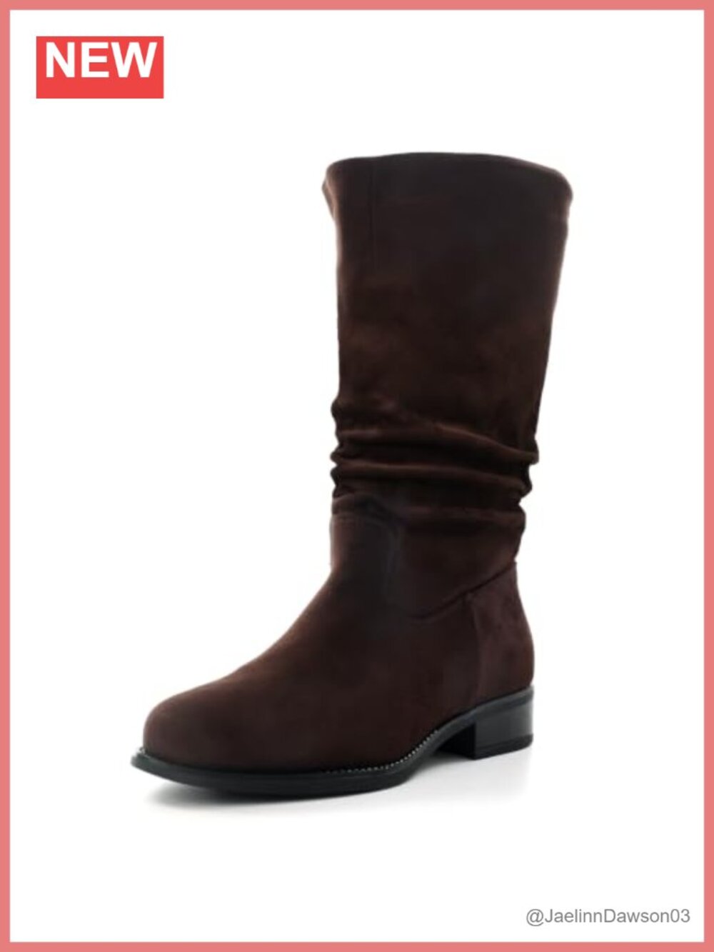 Slouchy Mid Calf Flat Boots Faux Suede Pull On Zip Womens Fall Winter
